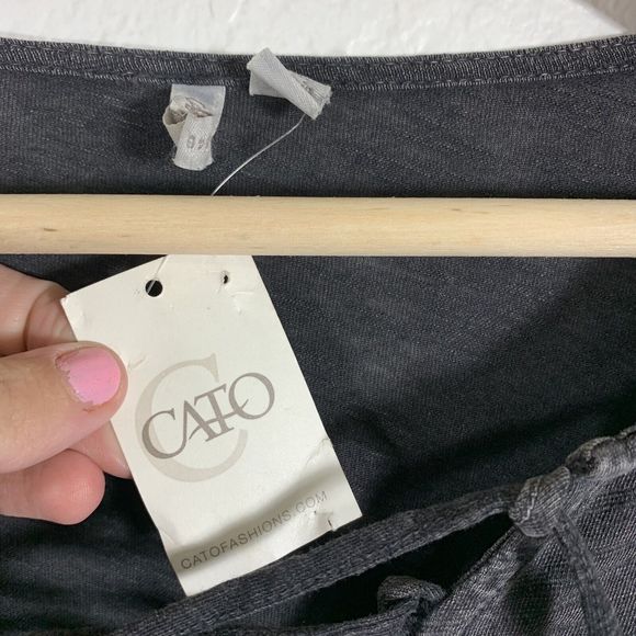 Cato Est. NWT Black Acid Wash Tassel Embroidered Sleeve Blouse Size XS Womens - Picture 6 of 11